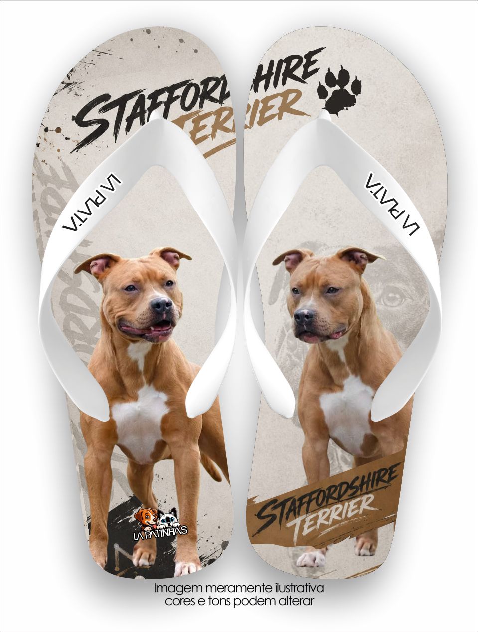 Chinelo Tradicional La Patinhas Dogs Staffordshire Terrier