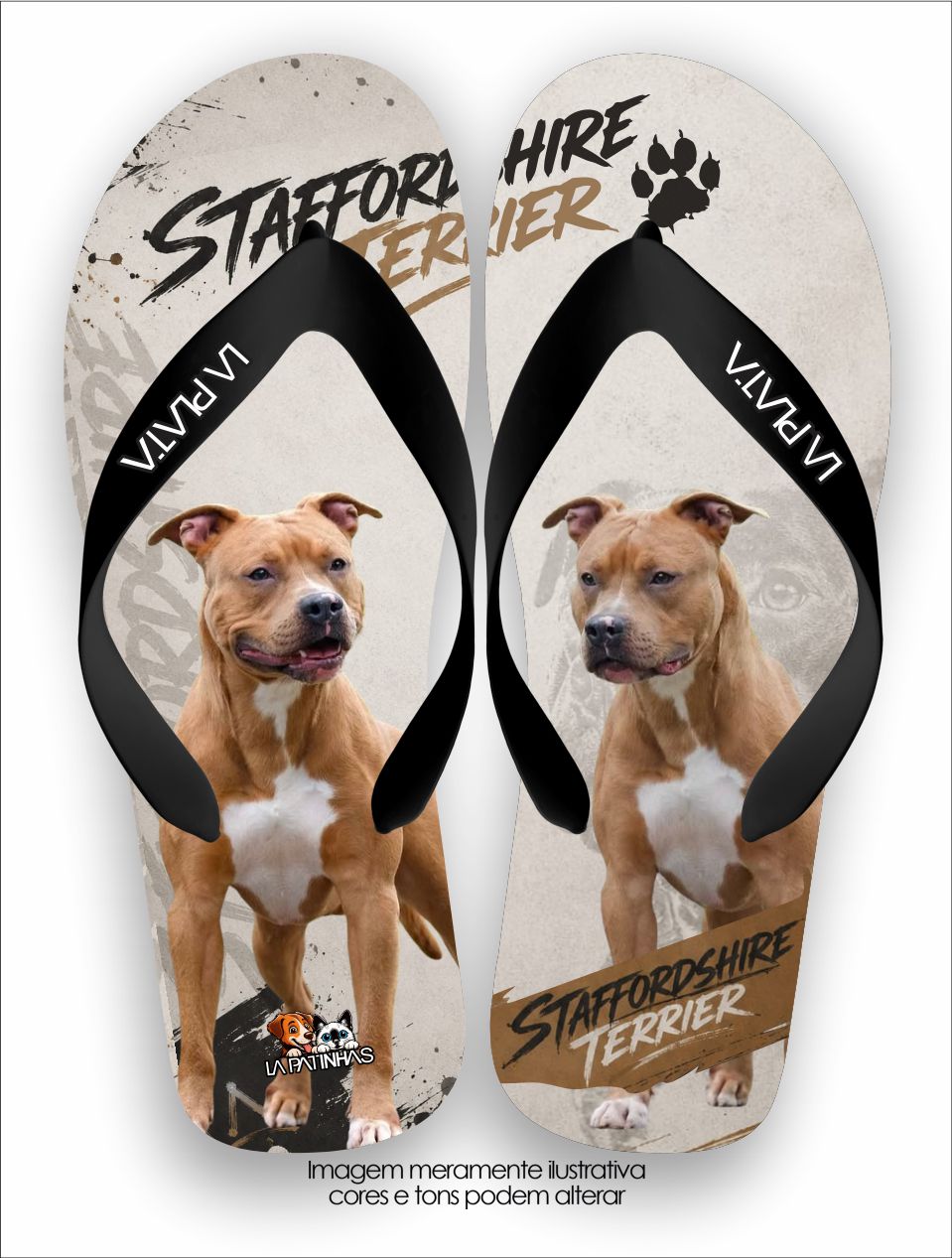 Chinelo Tradicional La Patinhas Dogs Staffordshire Terrier