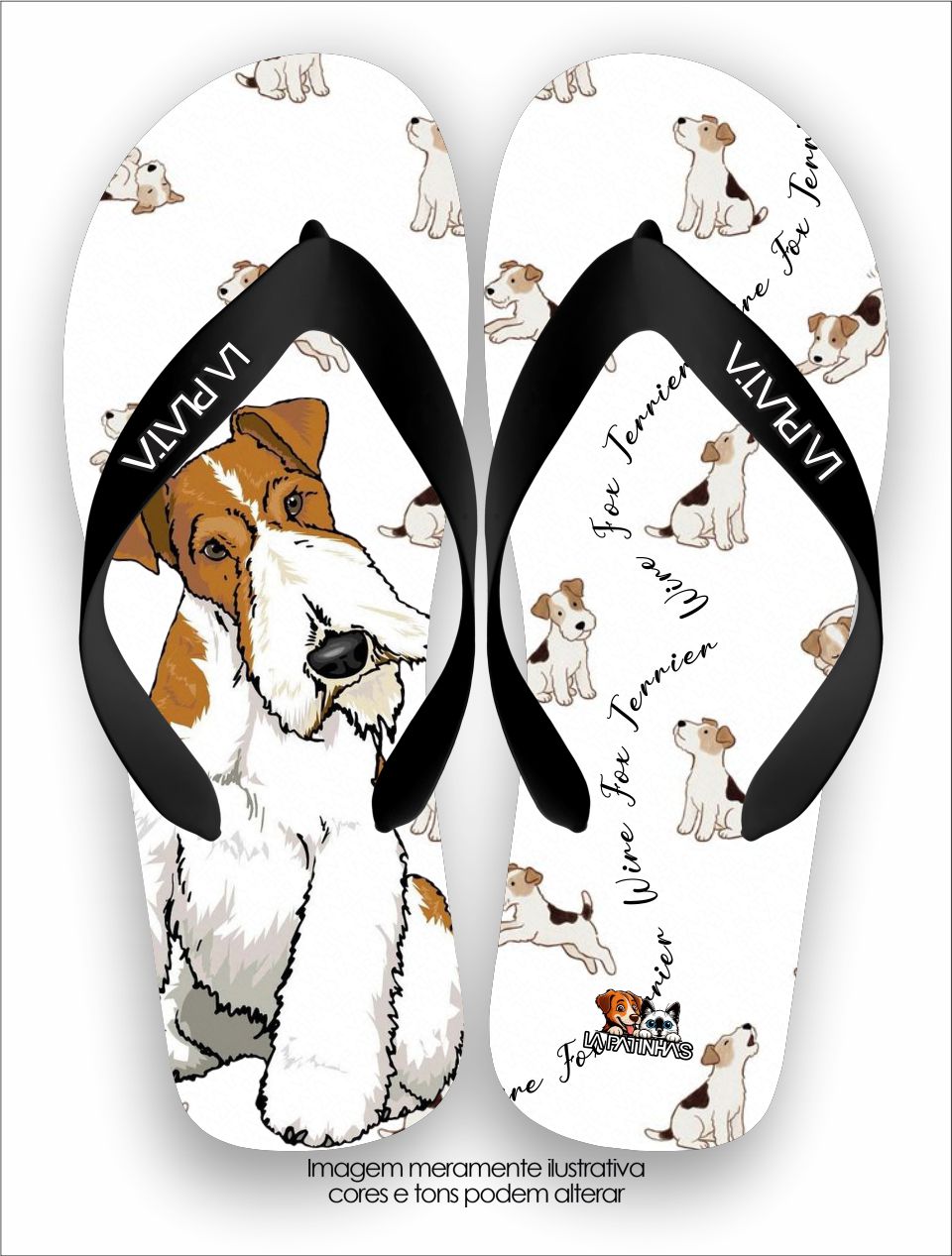 Chinelo Tradicional La Patinhas Dogs Wire Fox Terrier Cartoon